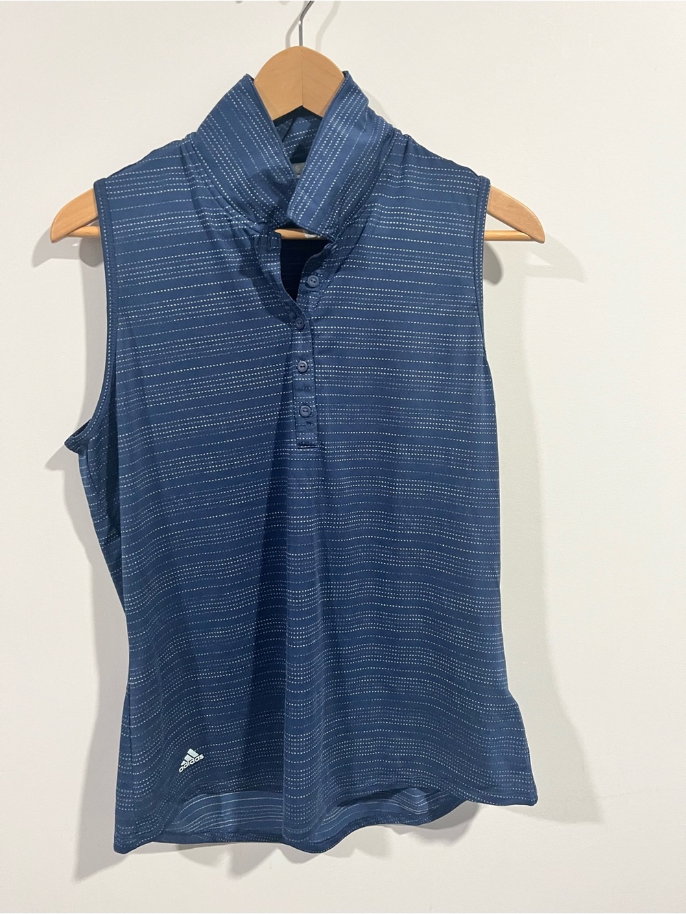 adidas Navy Blue Sleeveless Polo Tank with Subtle Stripe
